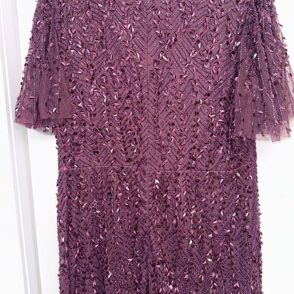 NWT | Mac Duggal 35109 Aubergine Purple Embellished Flutter Sleeve Gown Size12 - Picture 12 of 15
